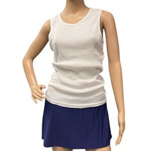 TRUE RELIGION Women's Sleeveless Tank Top White LOGO Sz L EUC!!